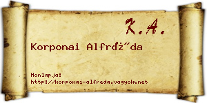 Korponai Alfréda névjegykártya